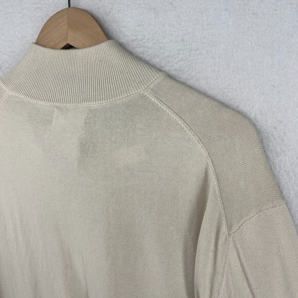 NAUTICA Sweater Mens XL Golf 1/4 Zip Mock Neck Pullover Jumper Cotton Beige - Picture 9 of 15